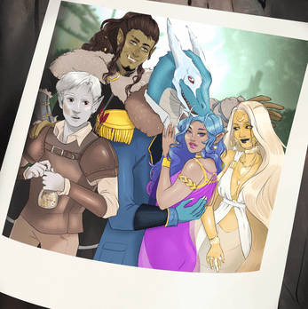 poloroid image of a dnd party
